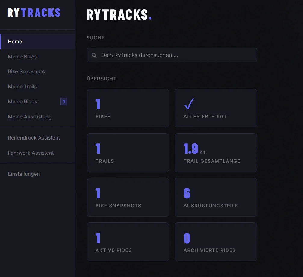 Rytracks App – Suspension settings for fork and rear shock