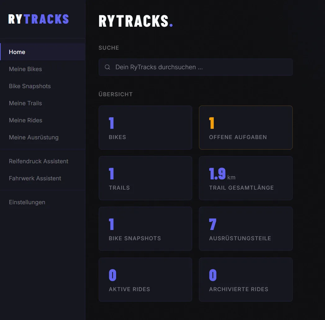RyTracks Home Screen