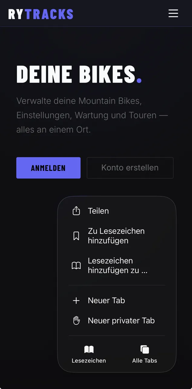 iOS Teilen-Menü zum Hinzufügen zum Home-Bildschirm